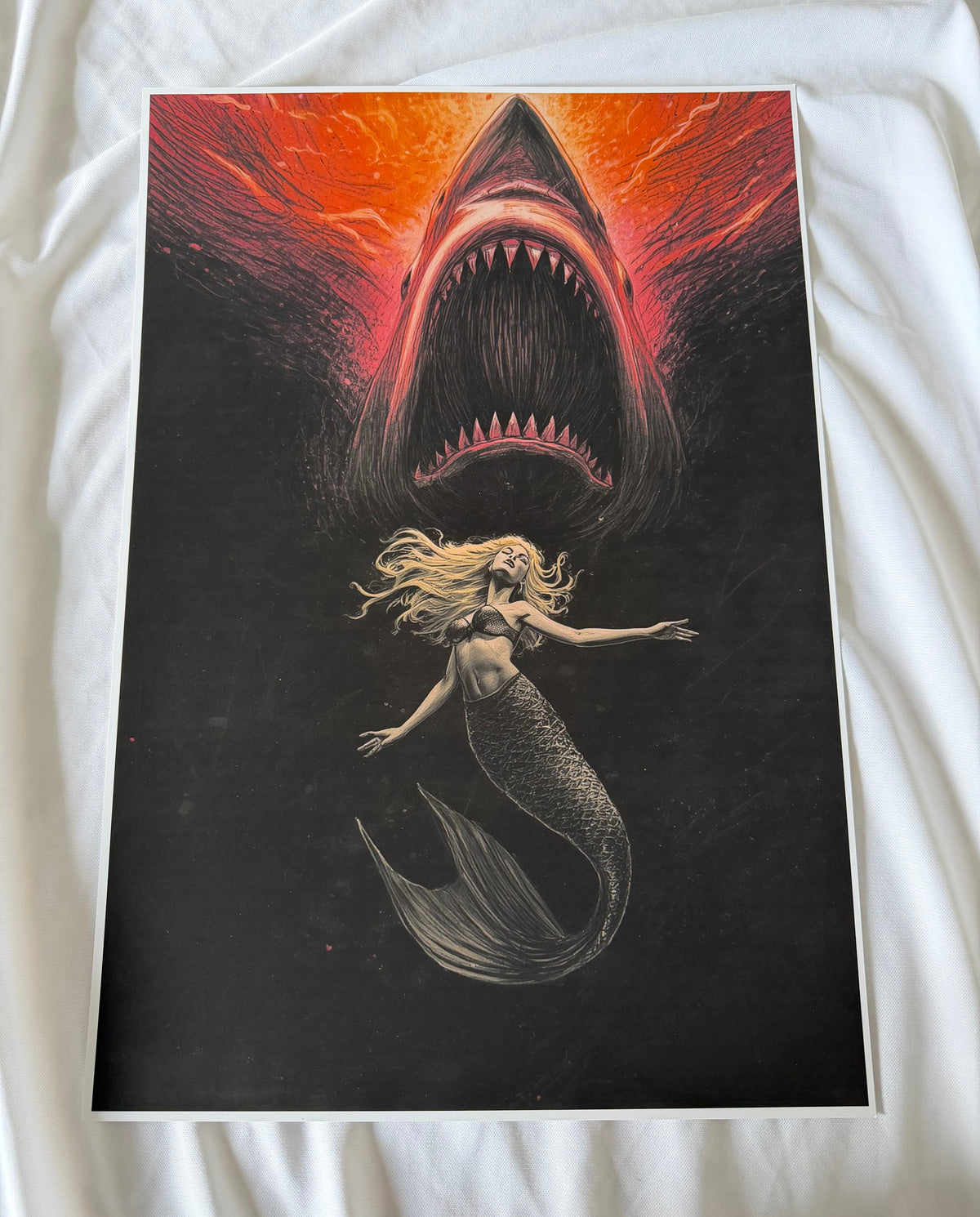 Art print “Dans le noir” – Dark Gothic Mermaid Print