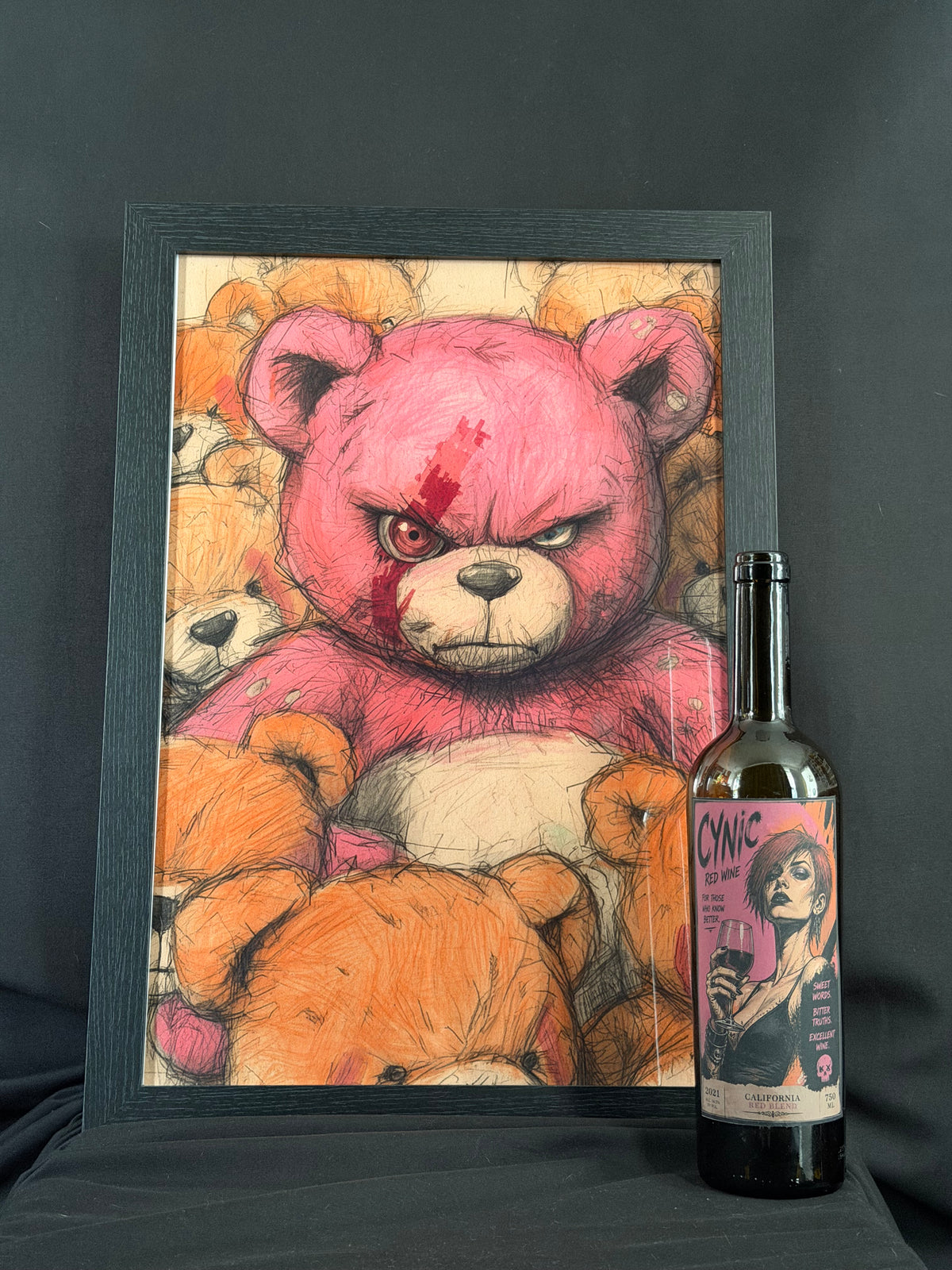 Art print “Tough Ted” – Surreal Horror Teddy Bear Print A3+