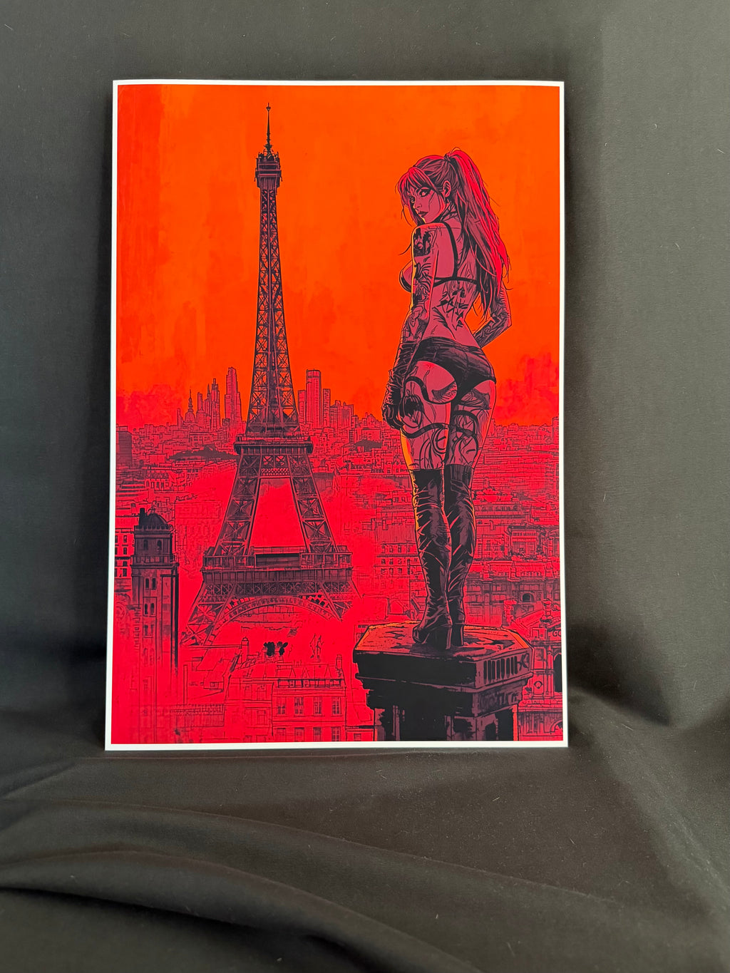 Art print “Paris brûle” – Cyberpunk Gothic Wall Art A3+