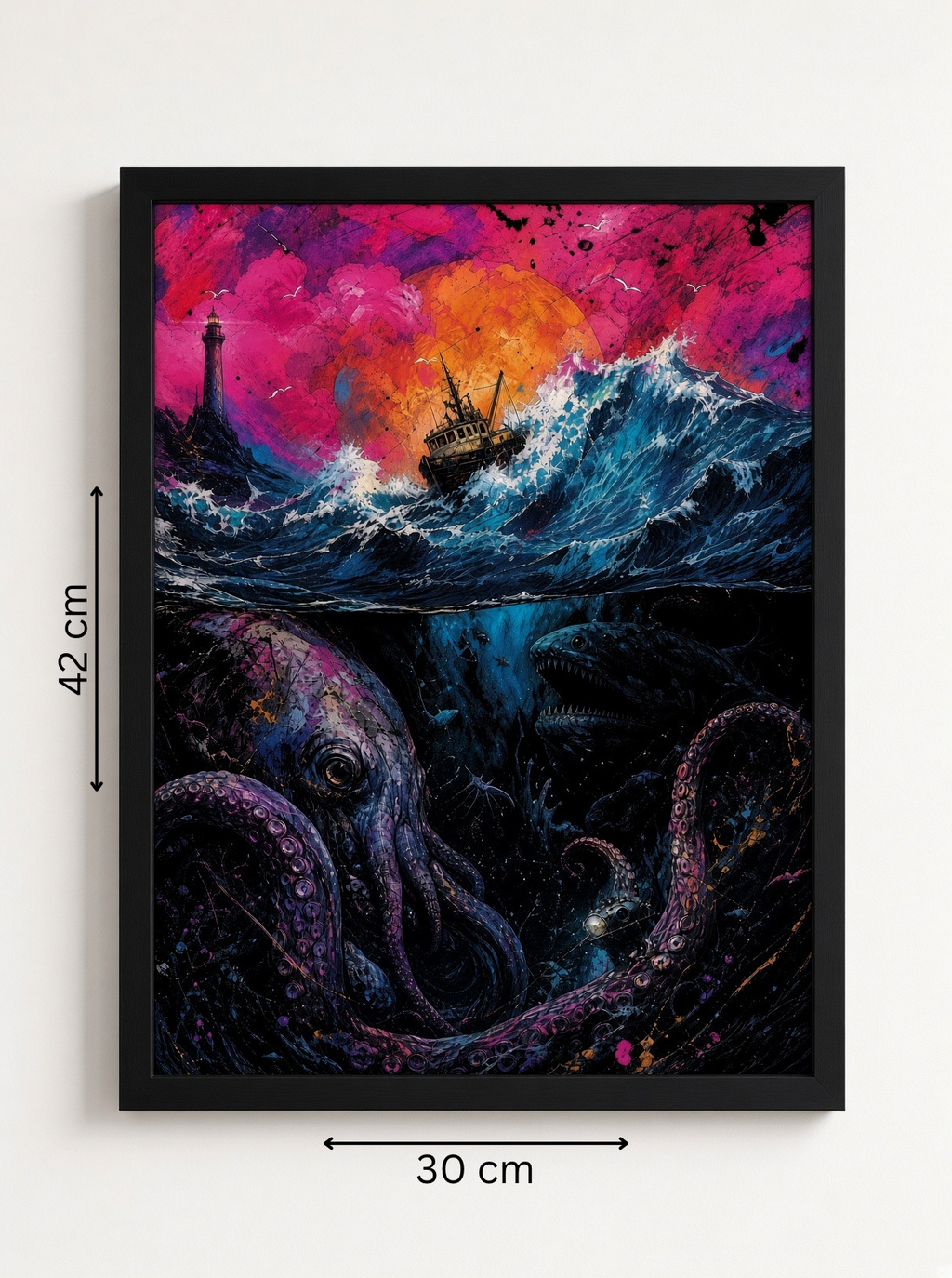 Dark Surreal "Krakentown" Art Print A3