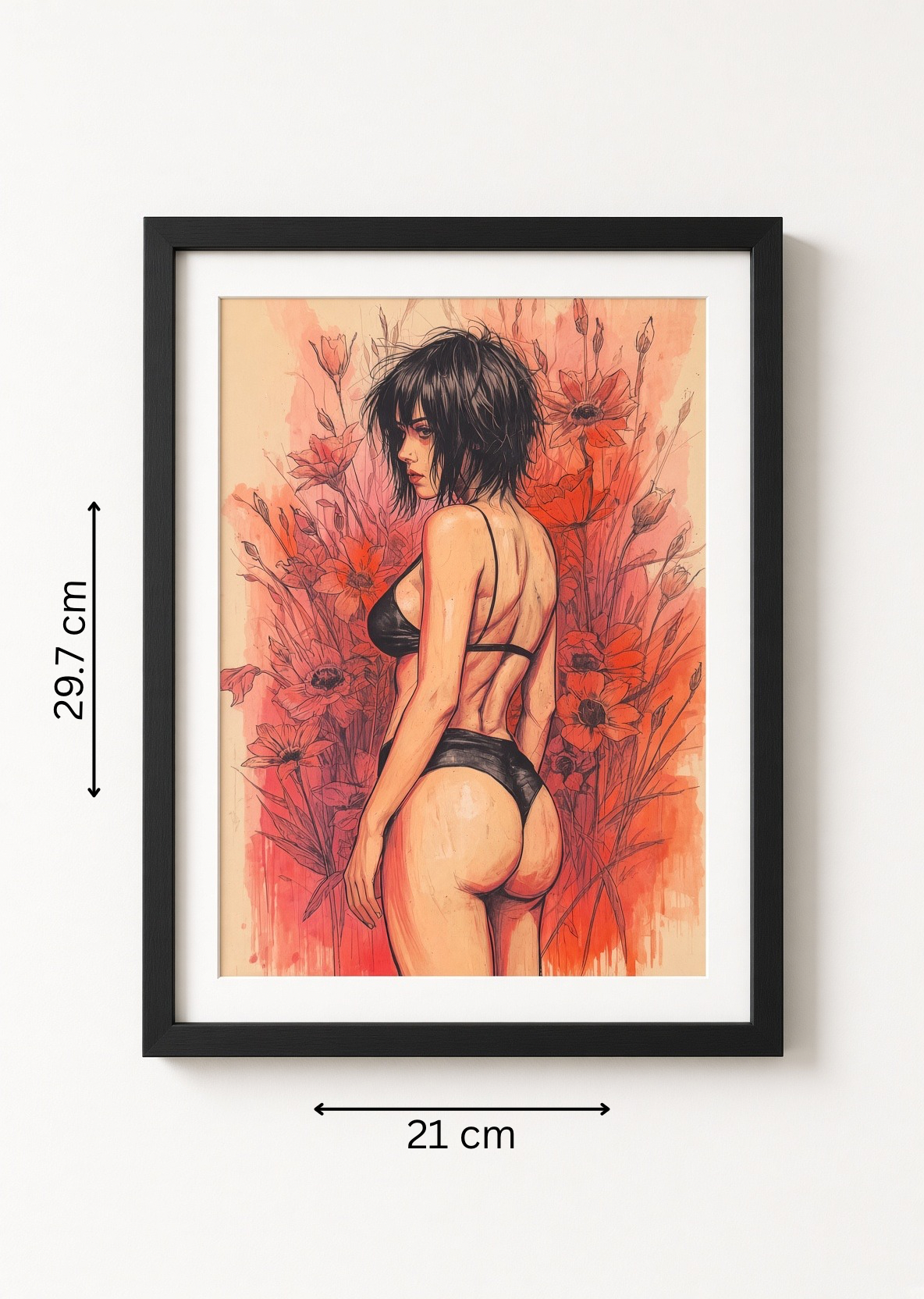 Poppy | Floral Sensual Pin-Up Illustration A4 Print by ZachZacho 🔞
