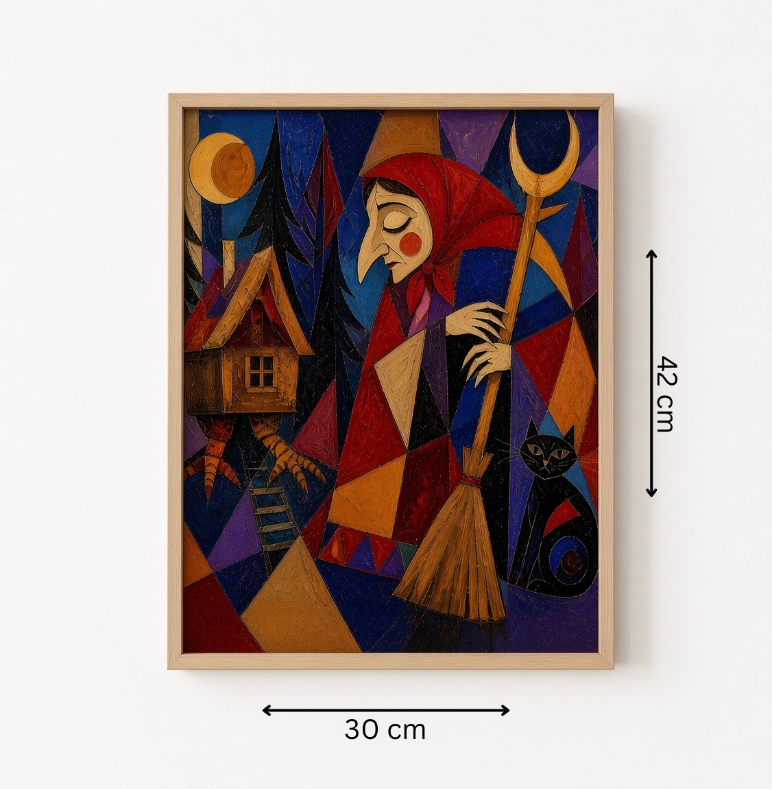 Baba Yoga | Geometric Folk Witch Art Print A3+